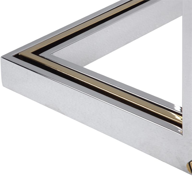 Uttermost Locke Modern Stainless Steel and Glass Console Table - Polished Nickel