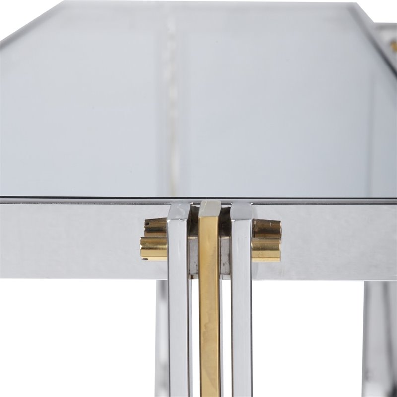 Uttermost Locke Modern Stainless Steel and Glass Console Table - Polished Nickel