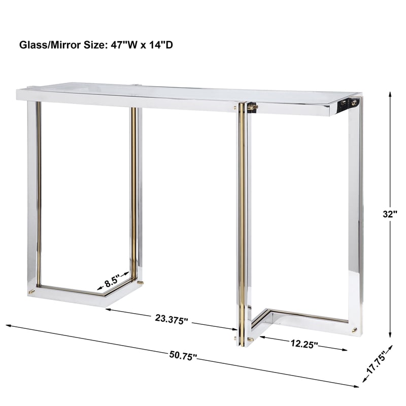 Uttermost Locke Modern Stainless Steel and Glass Console Table - Polished Nickel