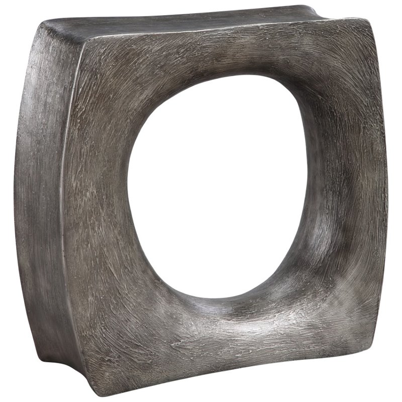 Uttermost Valira Contemporary Resin Accent Table in Antique Silver