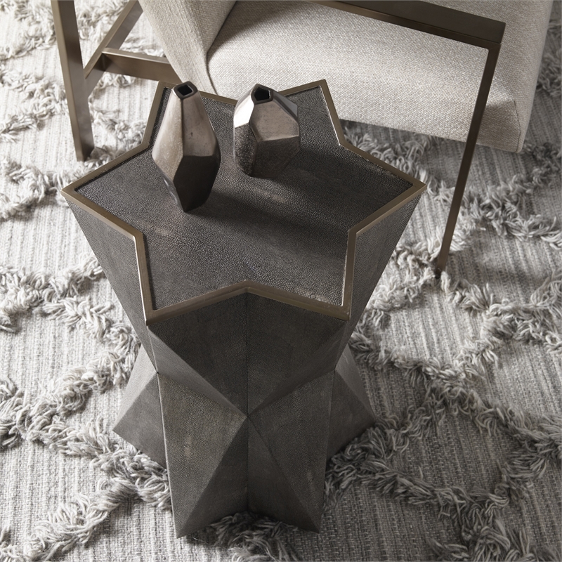 Uttermost Capella Polyurethane & MDF Accent Table in Charcoal Gray