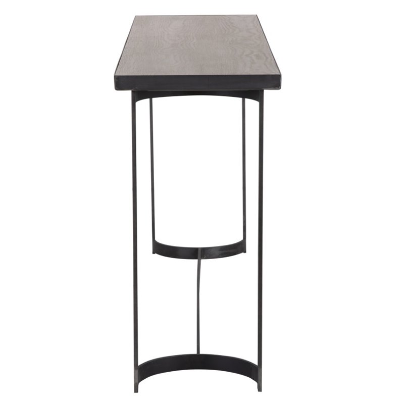 Uttermost Basuto Modern Iron Metal and Wood Console Table in Light Gray