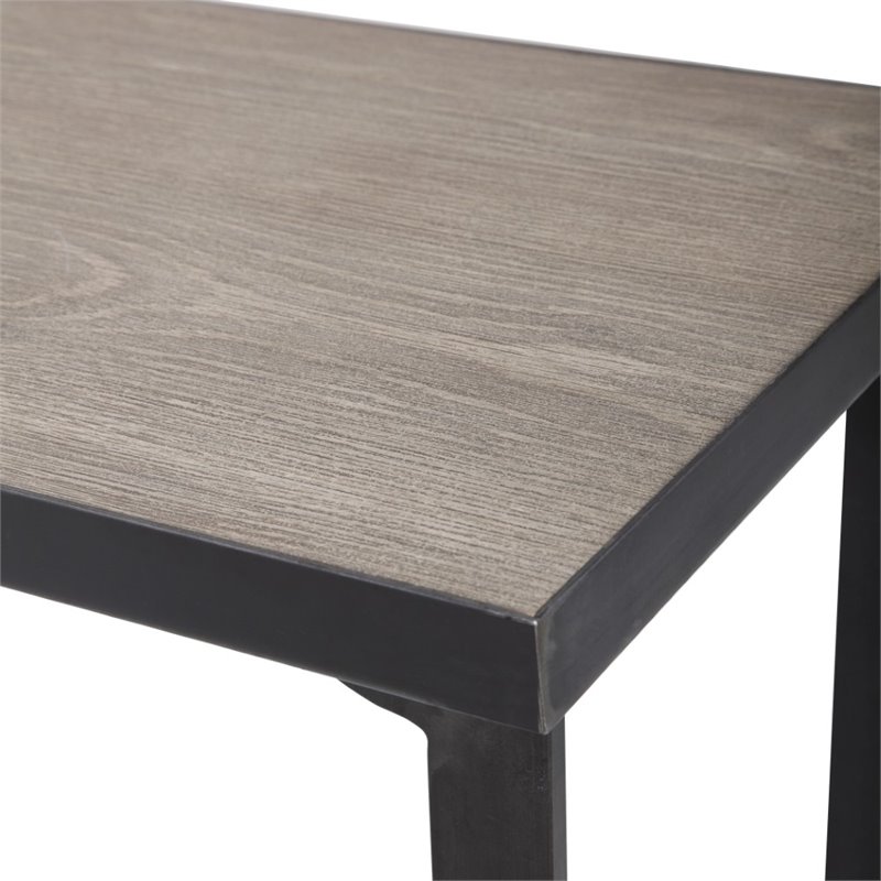 Uttermost Basuto Modern Iron Metal and Wood Console Table in Light Gray