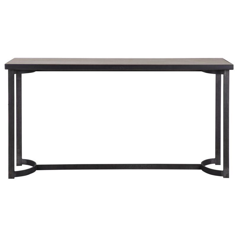 Uttermost Basuto Modern Iron Metal and Wood Console Table in Light Gray
