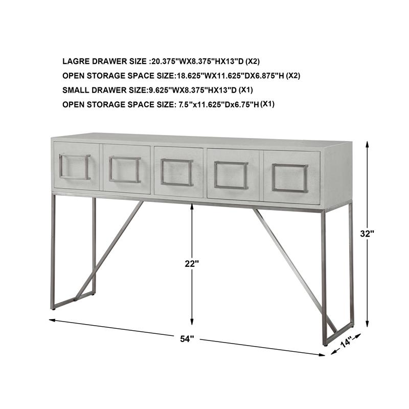 Uttermost Abaya MDF and Stainless Steel Console Table in Soft White