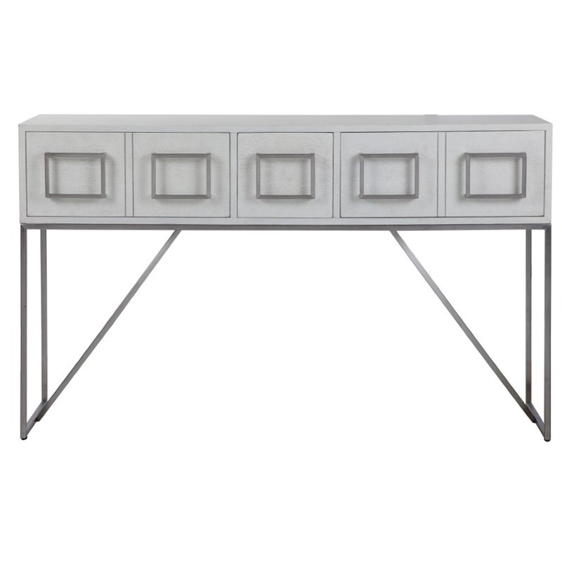 Uttermost Abaya MDF and Stainless Steel Console Table in Soft White