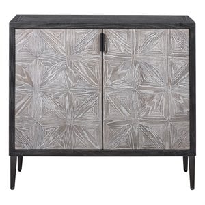 Uttermost Laurentia 2-Door Elm Wood and Iron Sideboard in Light Gray