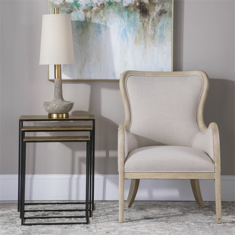 Uttermost Coreene Aluminum and Iron Nesting Tables in Antique Gold (Set of 3)