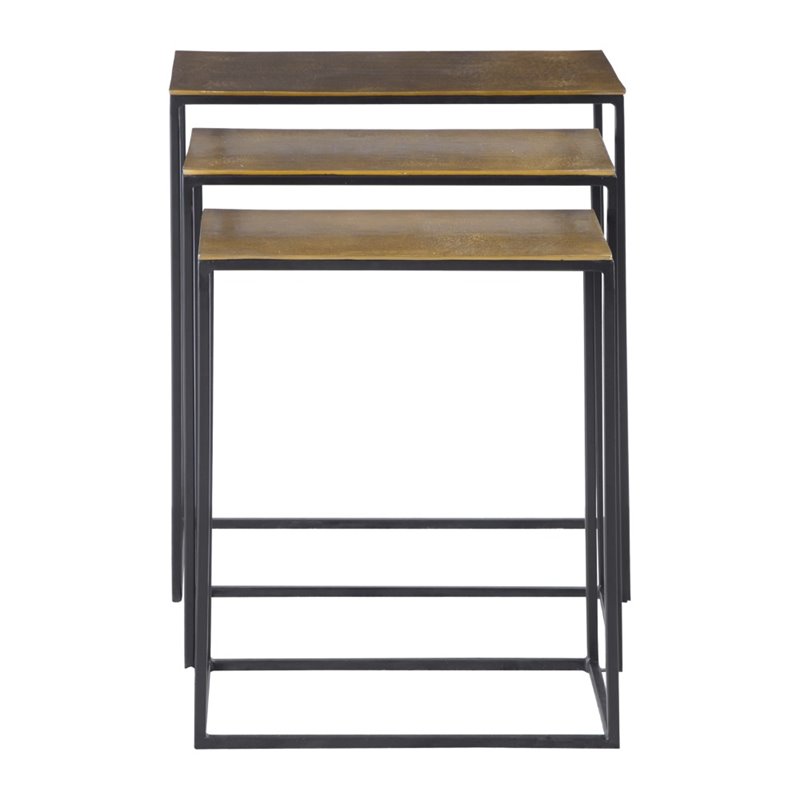 Uttermost Coreene Aluminum and Iron Nesting Tables in Antique Gold (Set of 3)