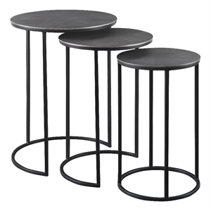 Uttermost Erik Metal and Aluminum Nesting Tables in Antique Nickel (Set of 3)