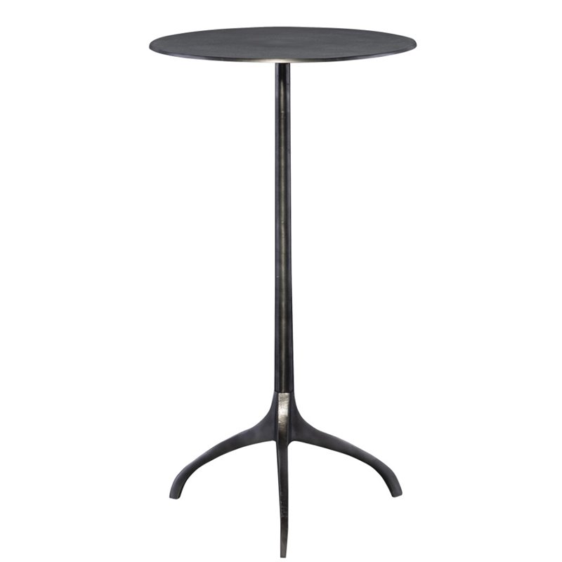 Uttermost Beacon Contemporary Aluminum Accent Table in Antique Nickel