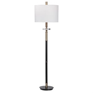 Uttermost Maud Traditional Steel Metal Floor Lamp in Aged Black/Antique Brass