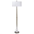 Uttermost Minette Transitional Steel Marble Fabric Floor Lamp in Antique Brass
