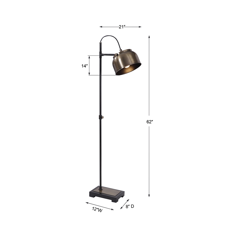 Uttermost Bessemer Contemporary Steel Floor Lamp in Antique Brass
