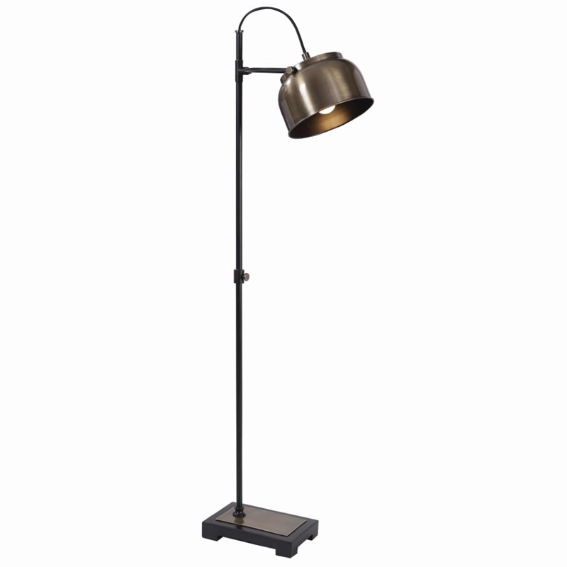 Uttermost Bessemer Contemporary Steel Floor Lamp in Antique Brass