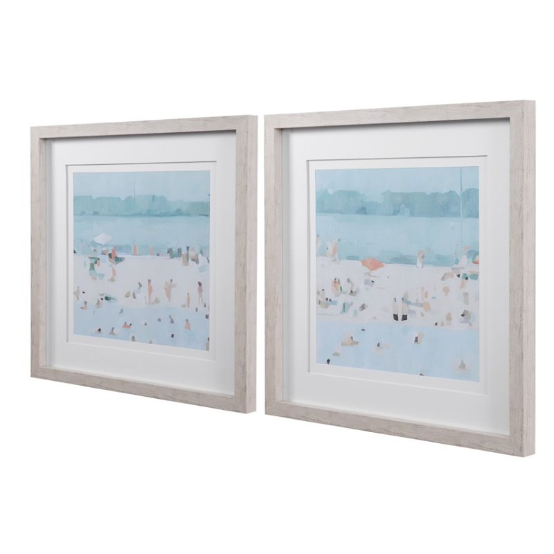 Uttermost Sea Coastal Plastic and Glass Sandbar Framed Print in Blue (Set of 2)