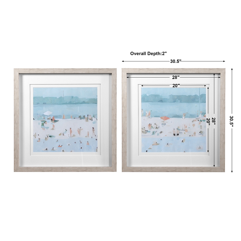 Uttermost Sea Coastal Plastic and Glass Sandbar Framed Print in Blue (Set of 2)