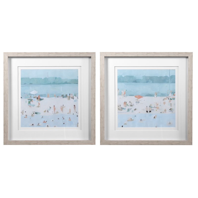 Uttermost Sea Coastal Plastic and Glass Sandbar Framed Print in Blue (Set of 2)