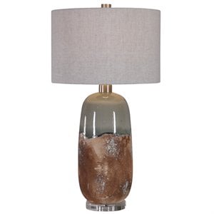 Uttermost Maggie Ceramic Iron and Fabric Table Lamp in Terracotta Rust Brown