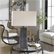 Uttermost Sanderson Ceramic Steel and Fabric Table Lamp in Metallic Charcoal
