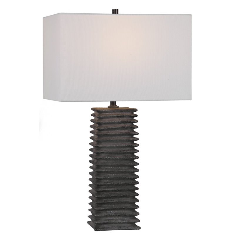 Uttermost Sanderson Ceramic Steel and Fabric Table Lamp in Metallic Charcoal