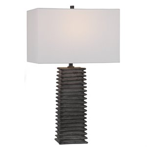 Uttermost Sanderson Ceramic Steel and Fabric Table Lamp in Metallic Charcoal