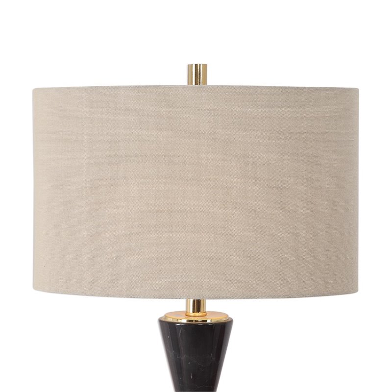 Uttermost Alastair Mid-Century Steel Marble & Fabric Table Lamp in Black