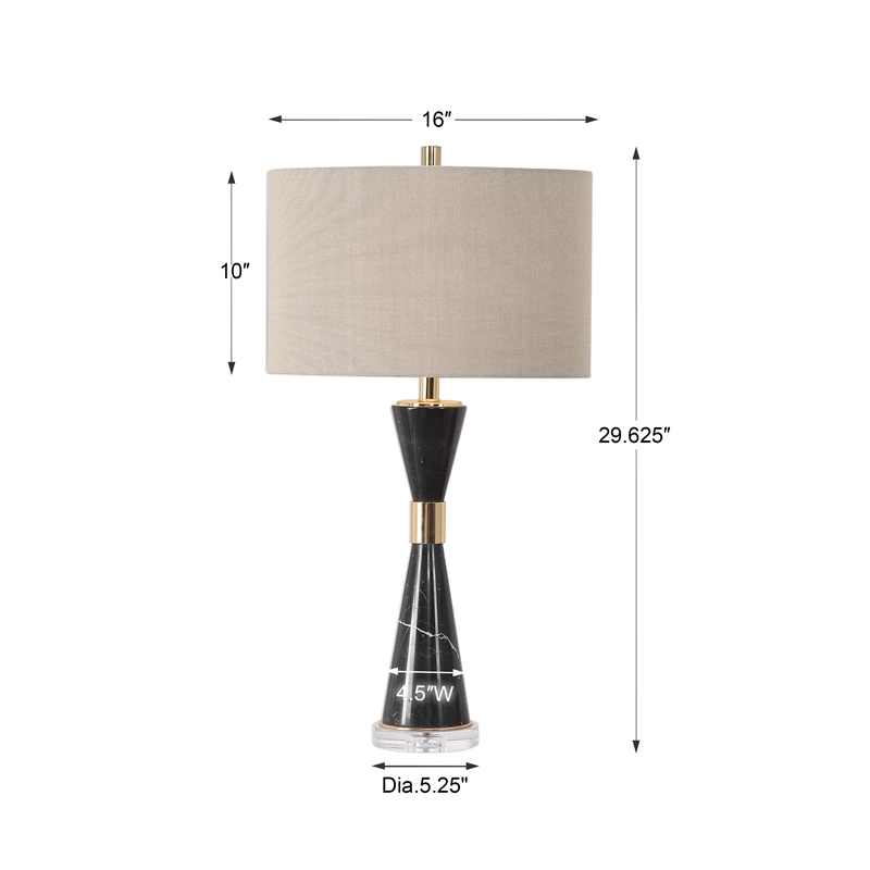 Uttermost Alastair Mid-Century Steel Marble & Fabric Table Lamp in Black