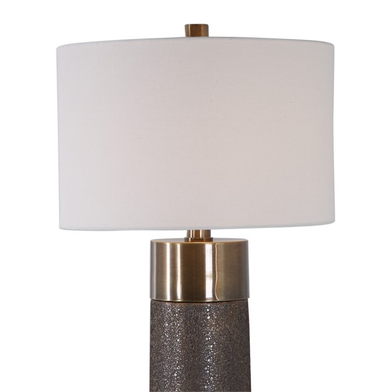 Uttermost Brannock Iron Ceramic and Fabric Table Lamp in Golden Bronze