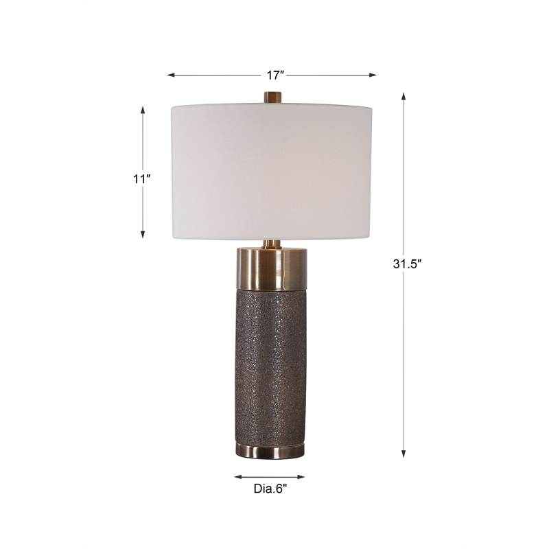 Uttermost Brannock Iron Ceramic and Fabric Table Lamp in Golden Bronze