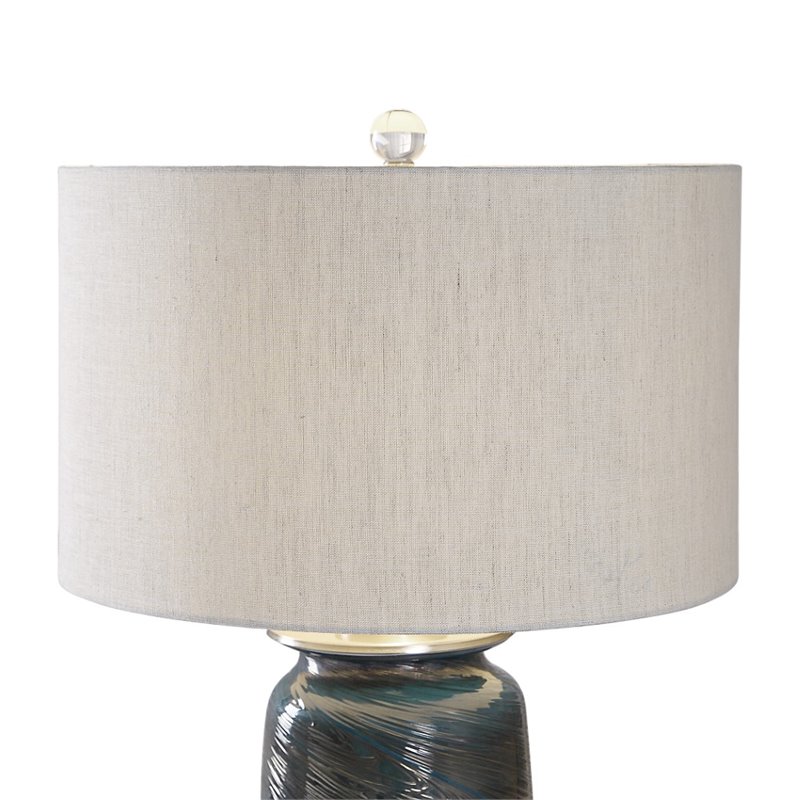 Uttermost Olesya Swirl Glass Iron and Crystal Table Lamp in Ocean Blue