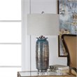 Uttermost Olesya Swirl Glass Iron and Crystal Table Lamp in Ocean Blue