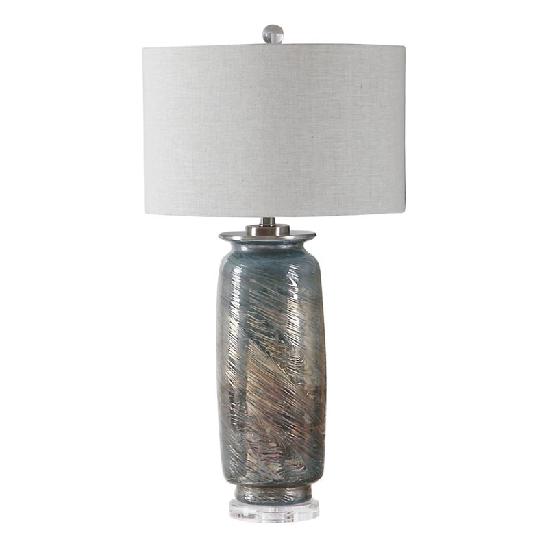 Uttermost Olesya Swirl Glass Iron and Crystal Table Lamp in Ocean Blue
