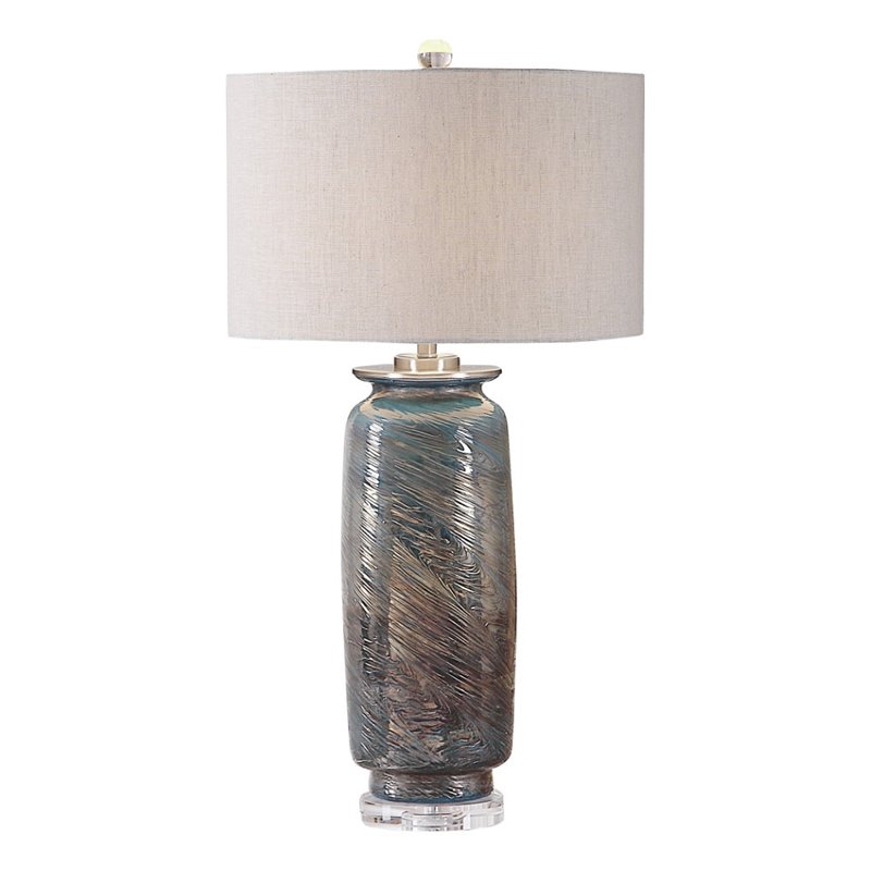 Uttermost Olesya Swirl Glass Iron and Crystal Table Lamp in Ocean Blue