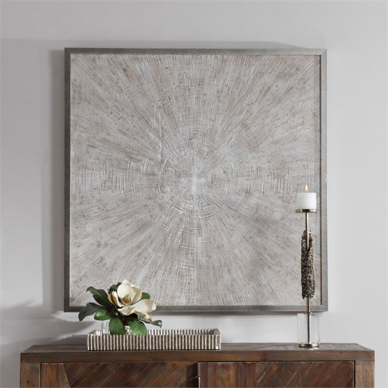 Uttermost Mesmerize Firwood and Plastic Abstract Hand Painted Art in Beige/White