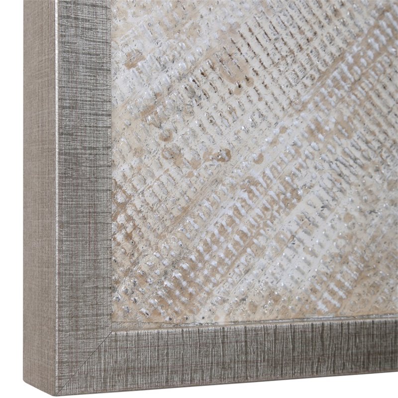 Uttermost Mesmerize Firwood and Plastic Abstract Hand Painted Art in Beige/White