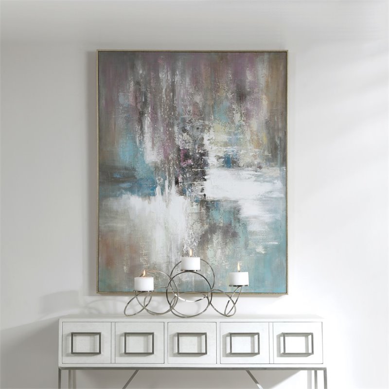 Uttermost Elevation Contemporary Firwood Abstract Hand Painted Art - Multi-Color