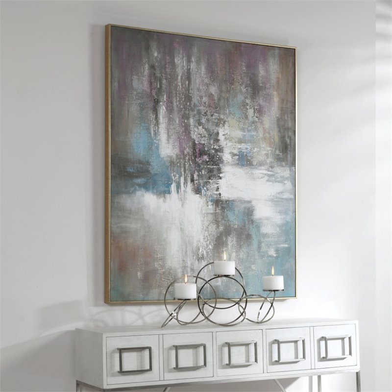 Uttermost Elevation Contemporary Firwood Abstract Hand Painted Art - Multi-Color