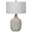 Uttermost Felipe Farmhouse Ceramic and Fabric Table Lamp in Light Gray