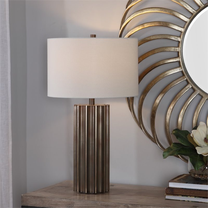 Uttermost Khalio Contemporary Steel and Fabric Table Lamp in Aged Gunmetal