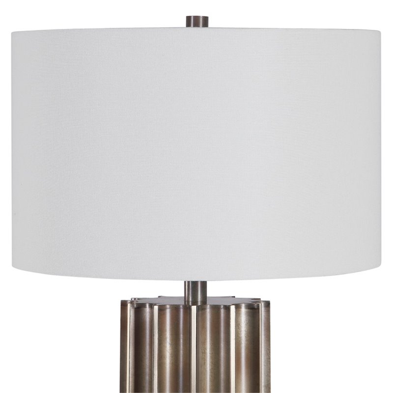 Uttermost Khalio Contemporary Steel and Fabric Table Lamp in Aged Gunmetal
