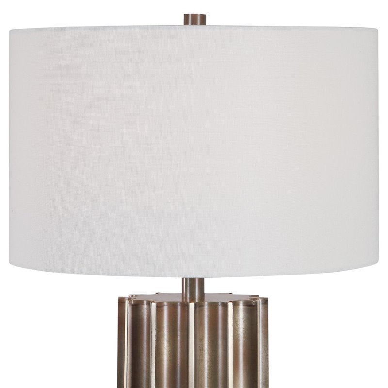 Uttermost Khalio Contemporary Steel and Fabric Table Lamp in Aged Gunmetal