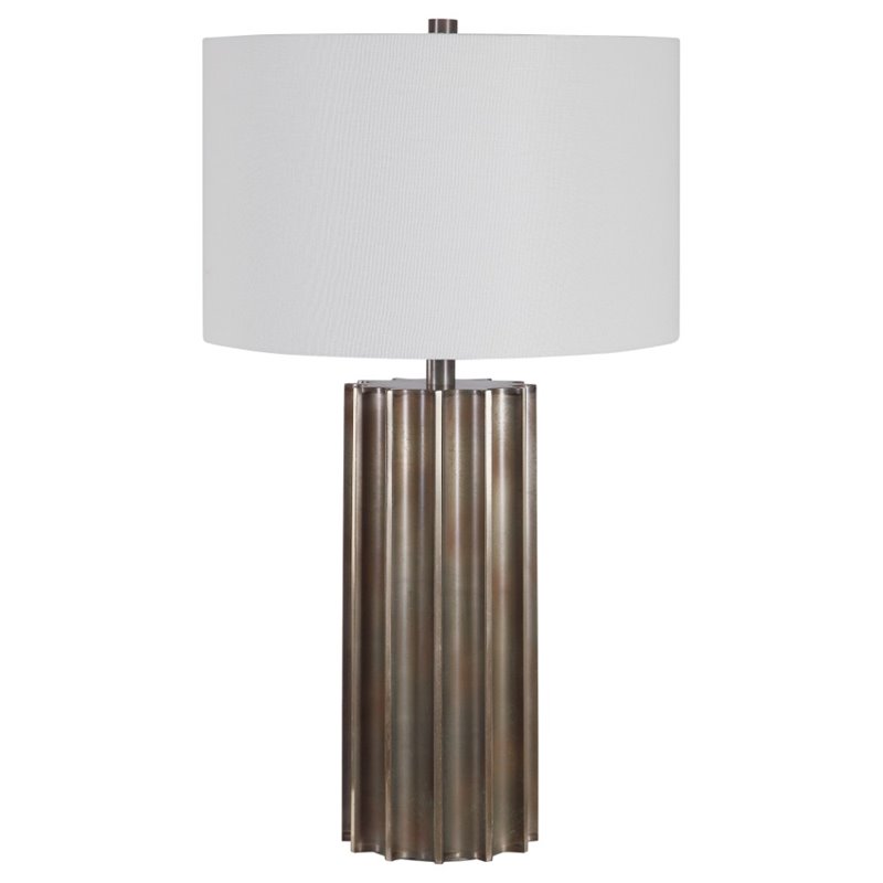 Uttermost Khalio Contemporary Steel and Fabric Table Lamp in Aged Gunmetal