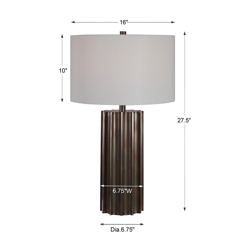 Uttermost Khalio Contemporary Steel and Fabric Table Lamp in Aged Gunmetal