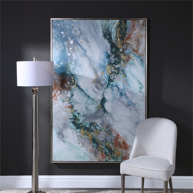 Uttermost Mercury Wood and Acrylic Abstract Hand Painted Art in White