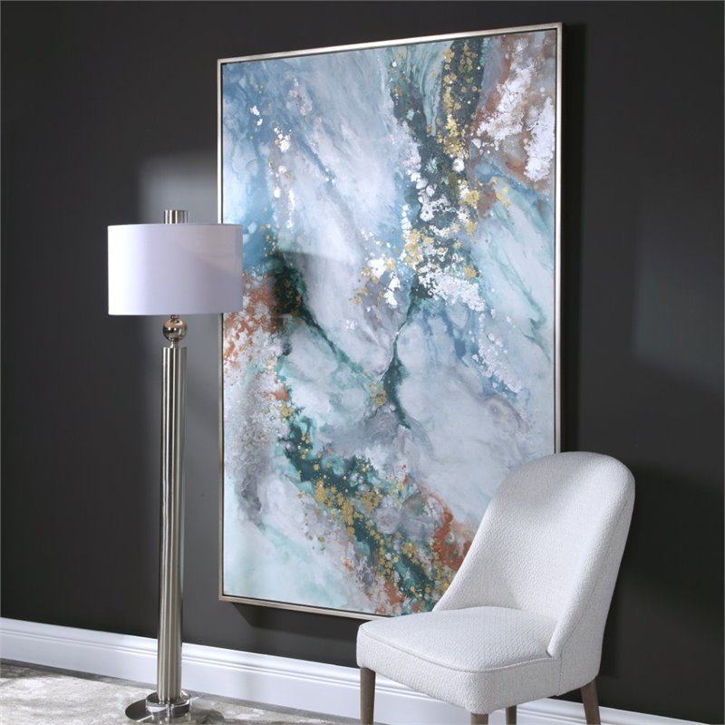 Uttermost Mercury Wood and Acrylic Abstract Hand Painted Art in White