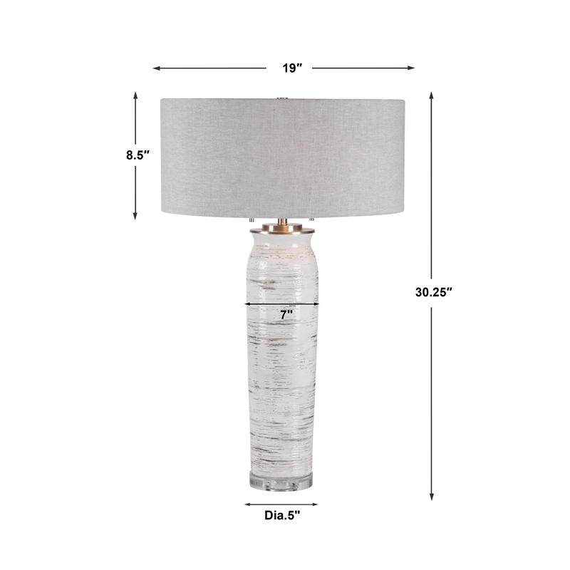 Uttermost Lenta Ceramic Iron and Crystal Table Lamp in Off White