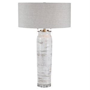 Uttermost Lenta Ceramic Iron and Crystal Table Lamp in Off White