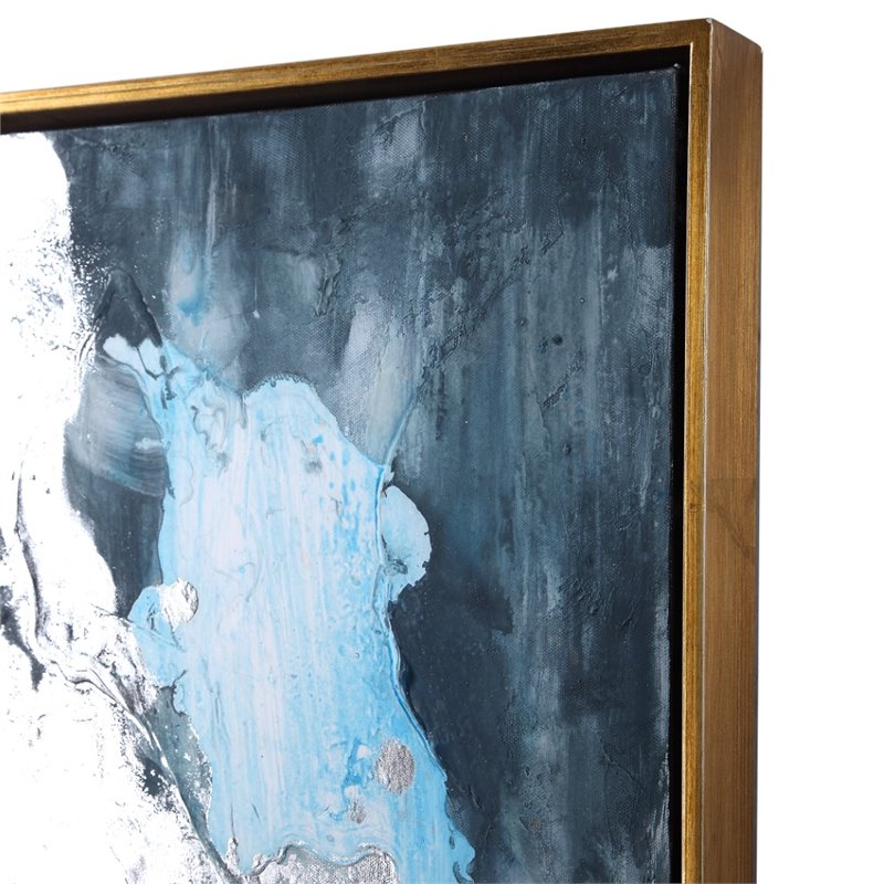 Uttermost Stormy Coastal Canvas and Wood Seas Hand Painted Canvas in Blue