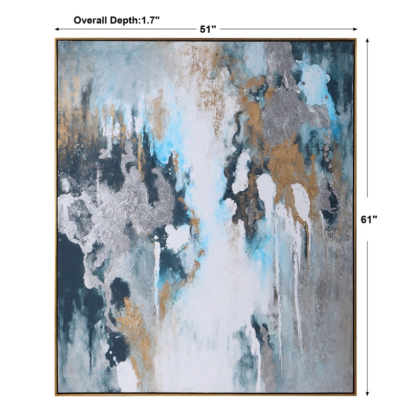 Uttermost Stormy Coastal Canvas and Wood Seas Hand Painted Canvas in Blue